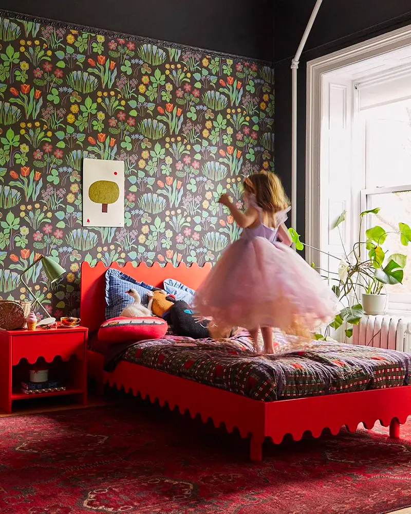 deco chambre enfant vintage rouge vert