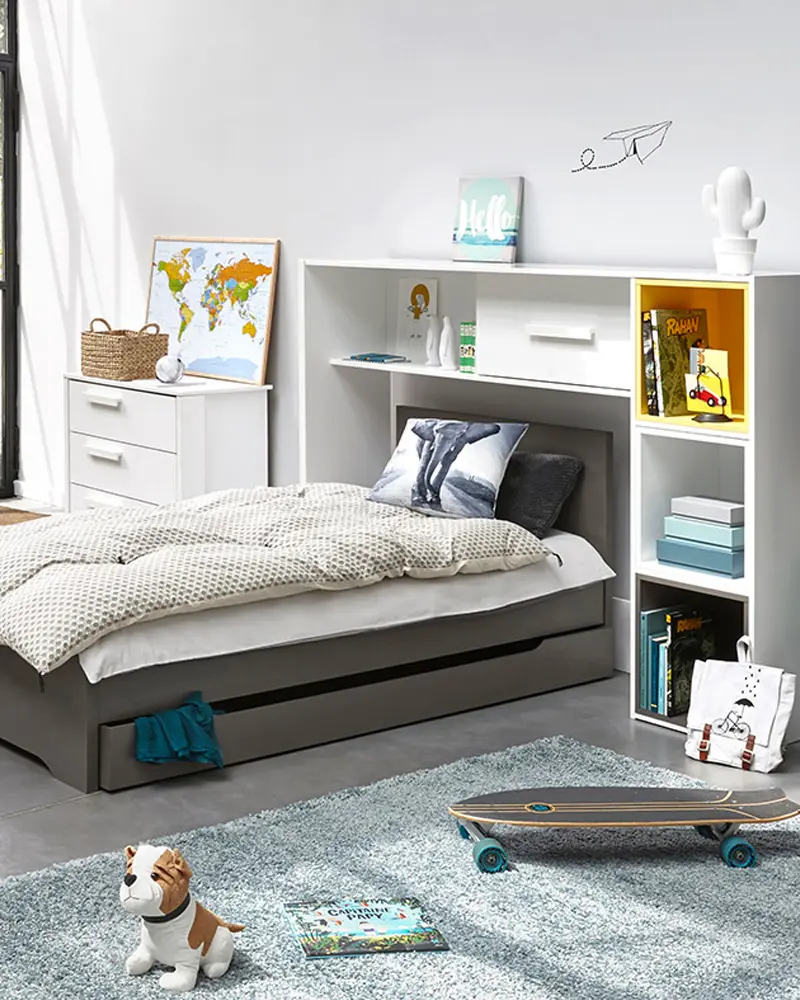 deco chambre enfant moderne gris blanc