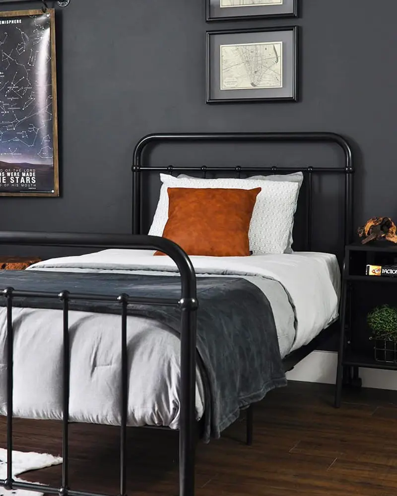 lit metal noir deco chambre enfant industrielle