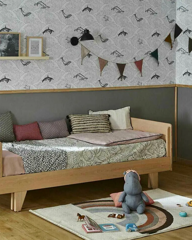 deco chambre enfant naturelle gris bois