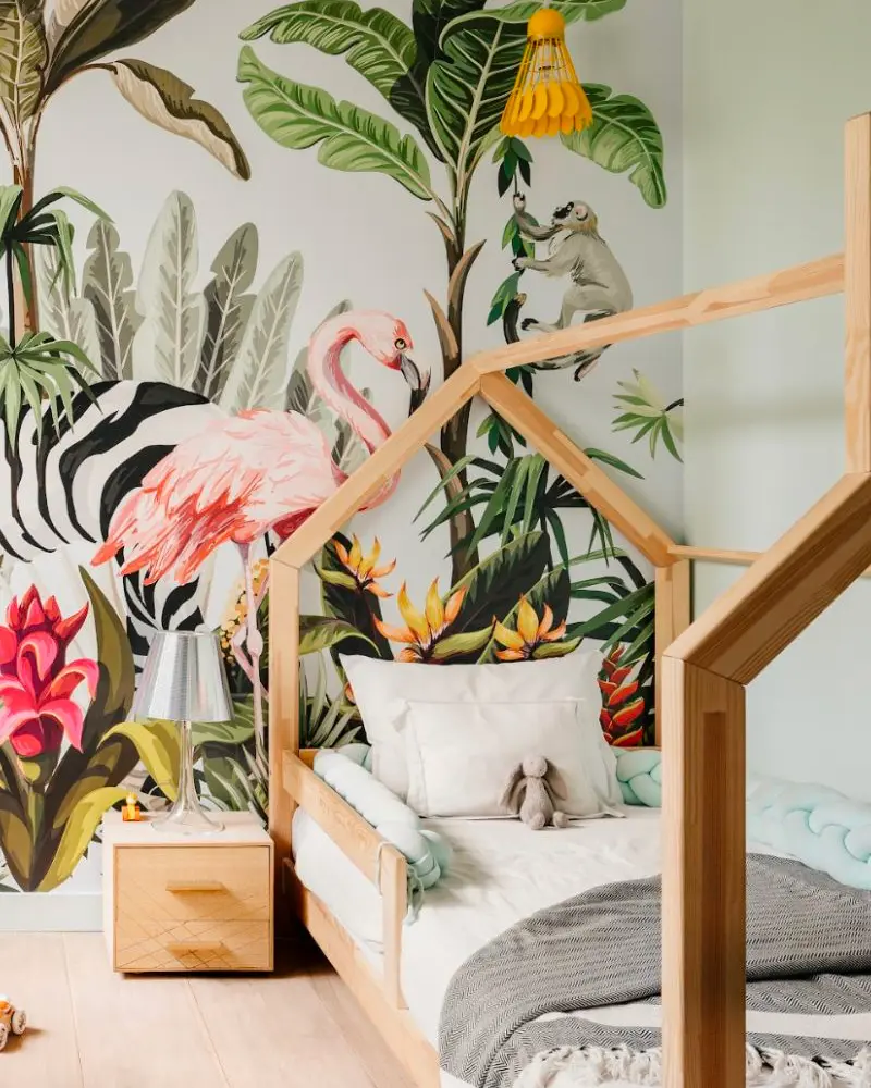 deco chambre enfant nature gris bois