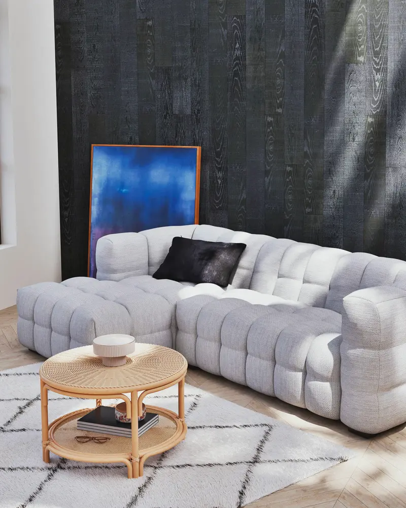 table basse ronde rotin double plateau