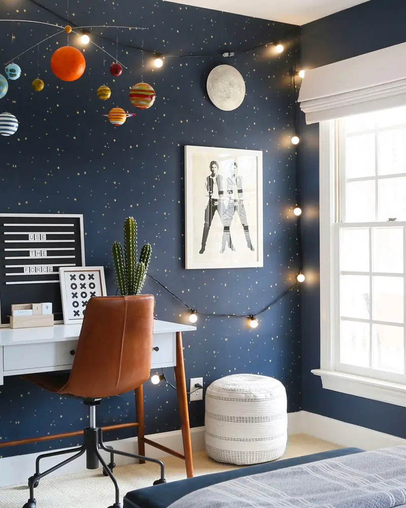 deco chambre enfant bleu nuit