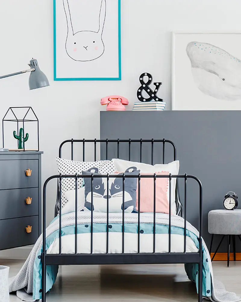 deco chambre enfant gris noir blanc