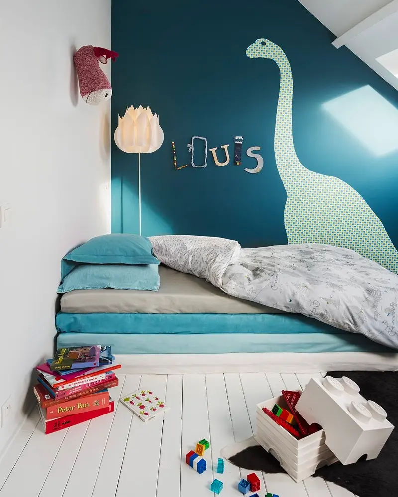 deco chambre enfant bleu blanc