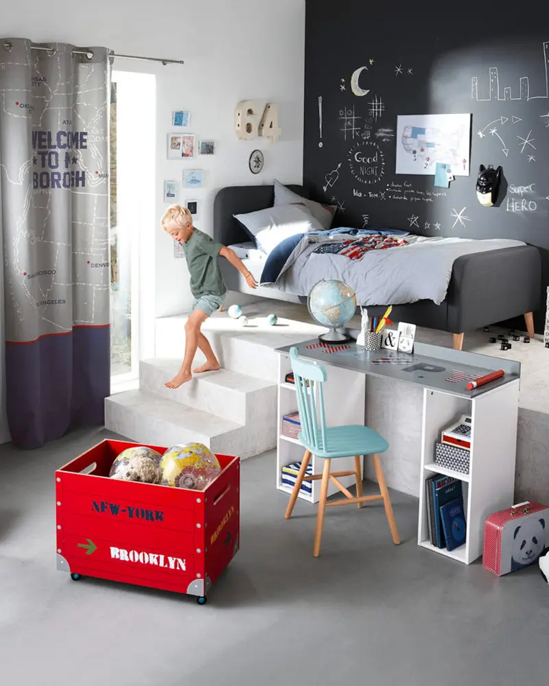 deco chambre enfant gris moderne