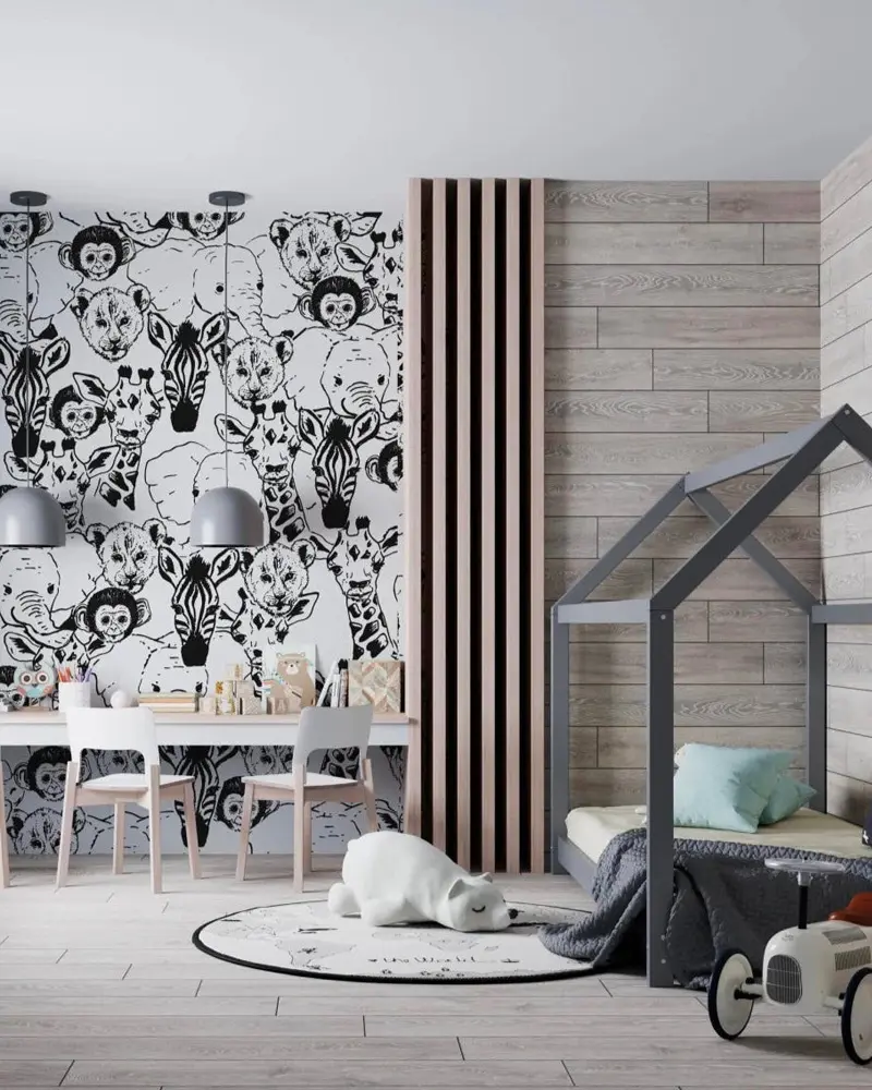 deco chambre enfant noir gris blanc