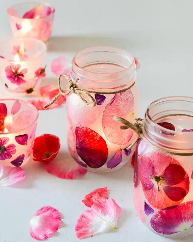 photophore pétale fleur bocal diy