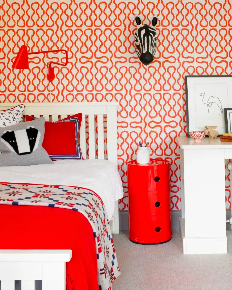 deco chambre enfant rouge blanc
