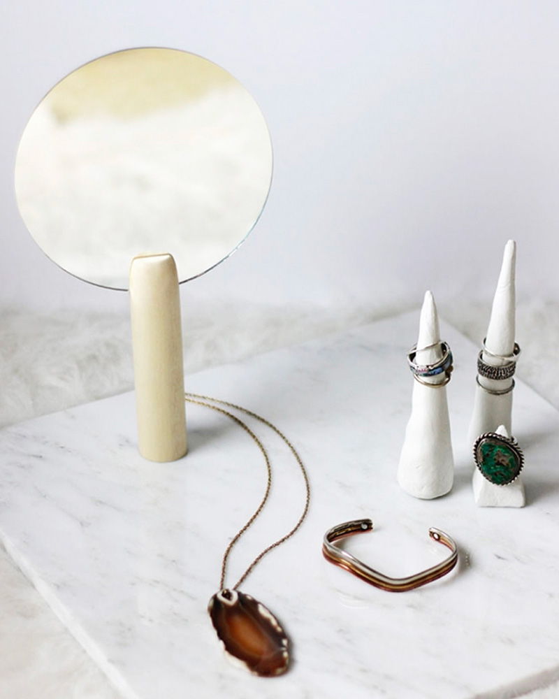 petit miroir rond sur pied diy