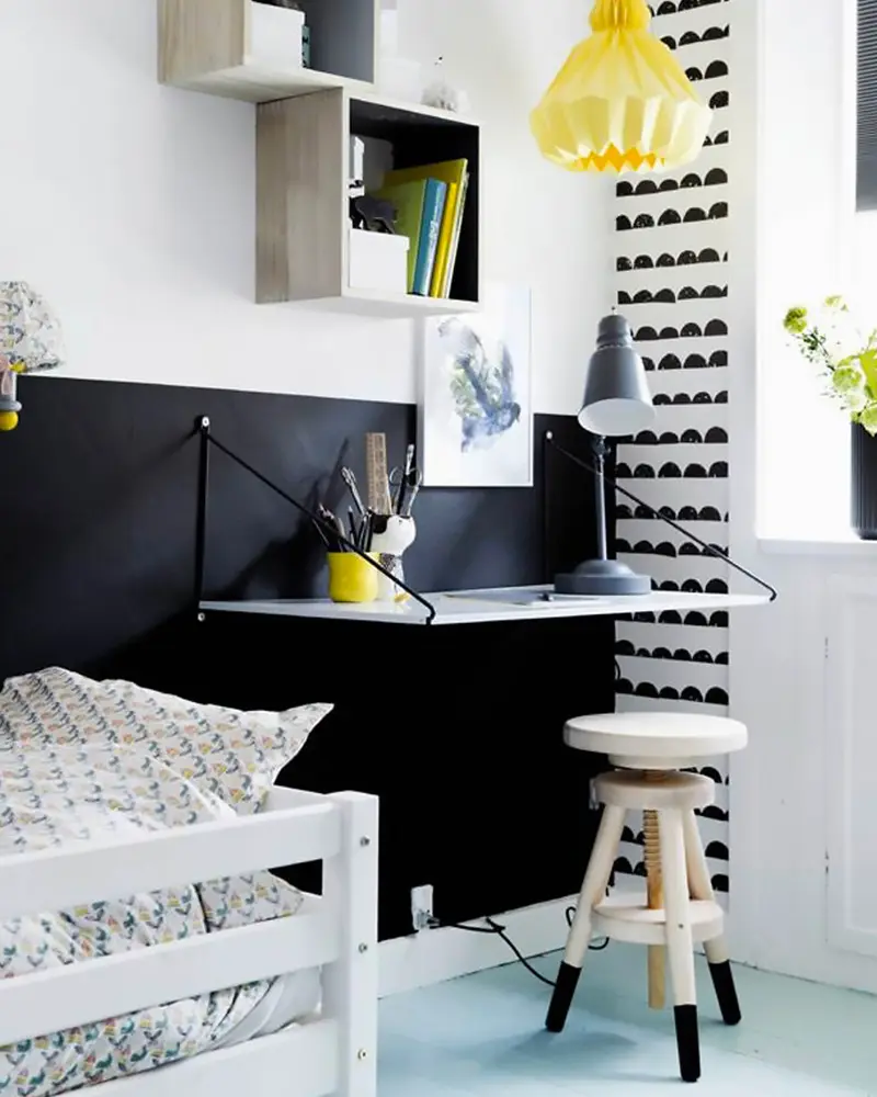 deco bureau enfant soubassement noir