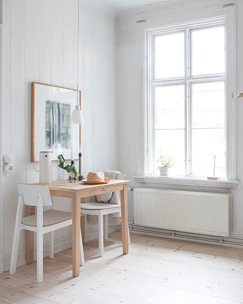 deco appartement scandinave blanc bois salle a manger