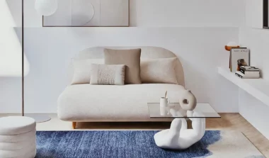 canape lit bouclette ecru