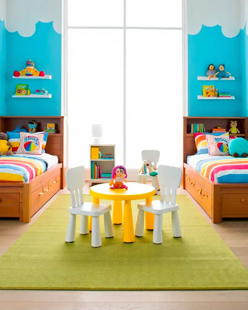 deco chambre enfant double espace jeu