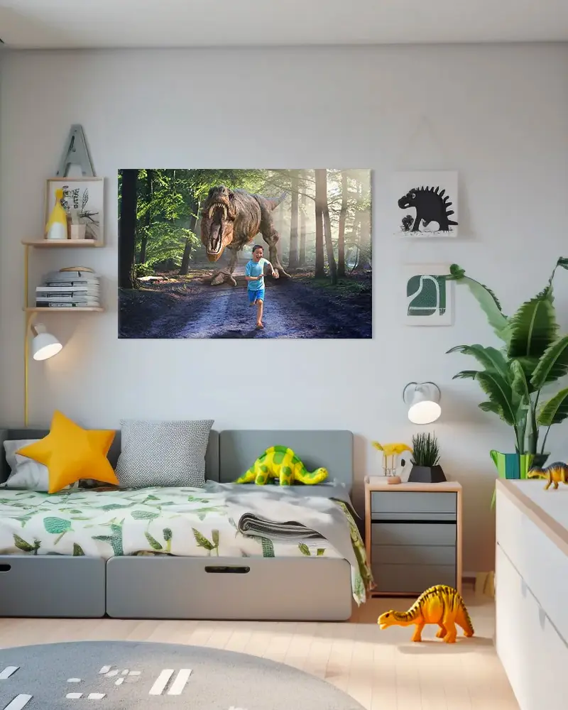 deco chambre enfant dinosaure colore