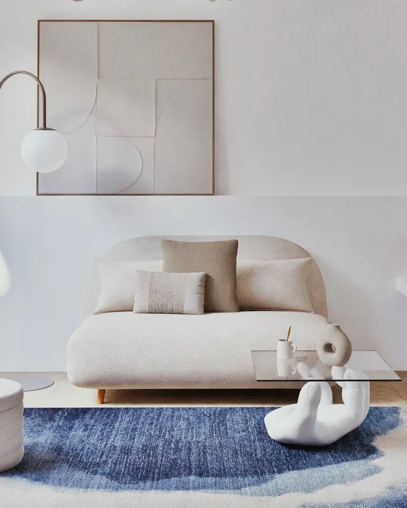 canape lit bouclette ecru