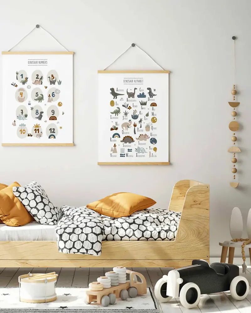 Set De 4 Posters Dinosaures Pour Chambre D'enfant - Format A4 (21x29,7 Cm), Décoration Murale Pour Garçons Et Filles