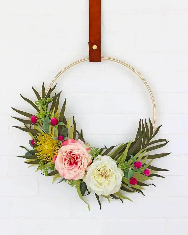 couronne murale feuillage fleur diy