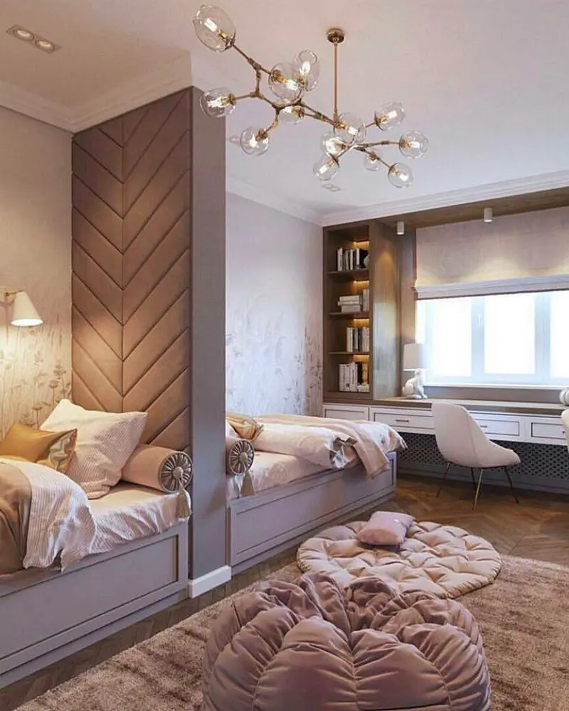 deco chambre enfant double deux espaces