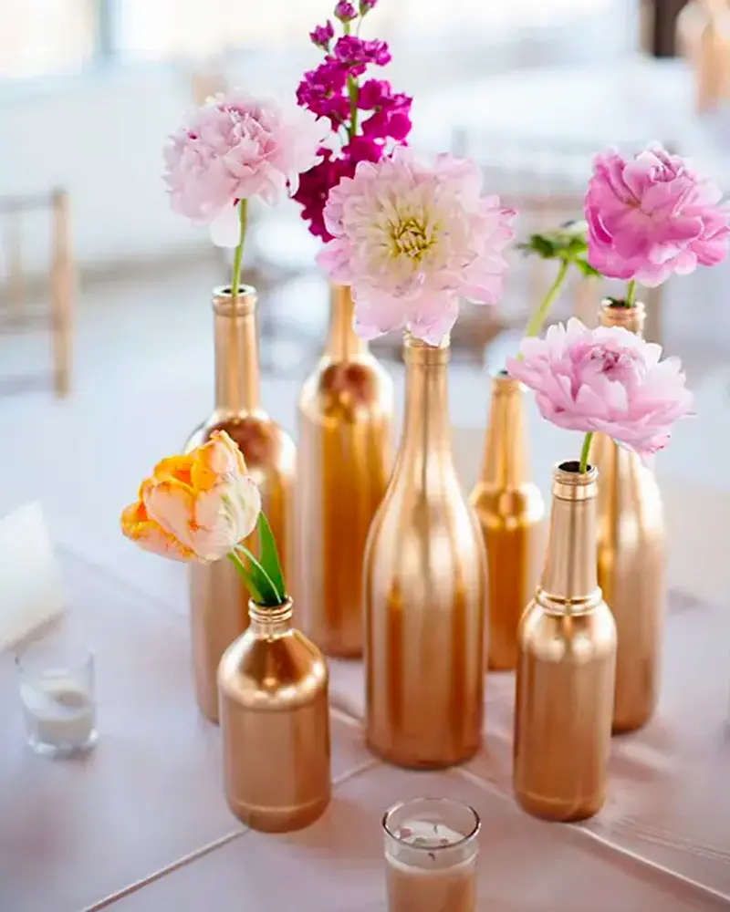 bouteille doree vase diy