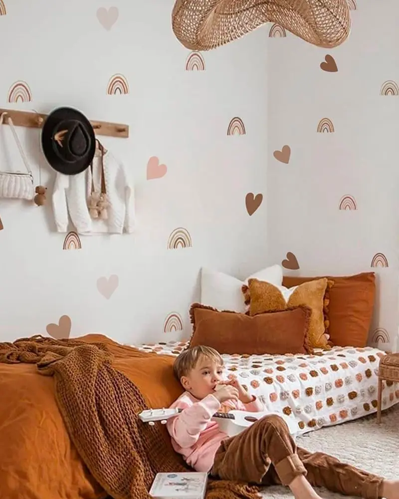 papier peint arc en ciel deco chambre enfant