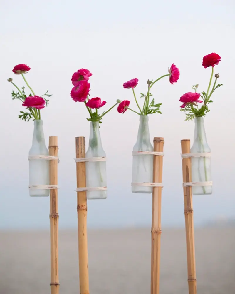 bouteille vase suspendu diy