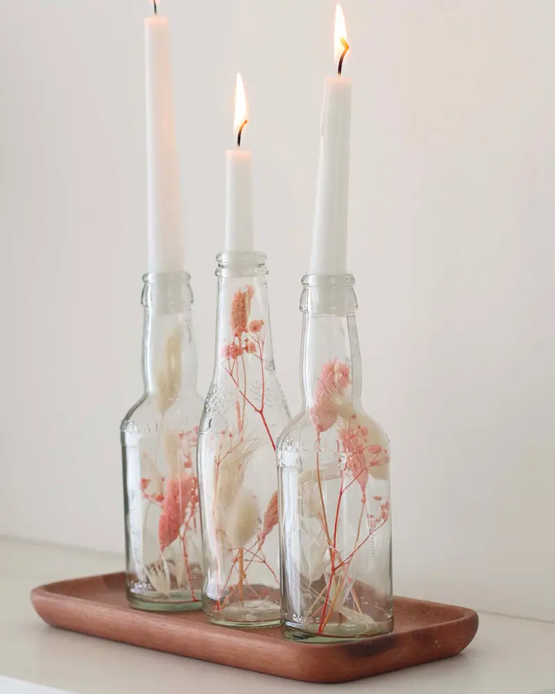 bouteille fleurs séchées diy