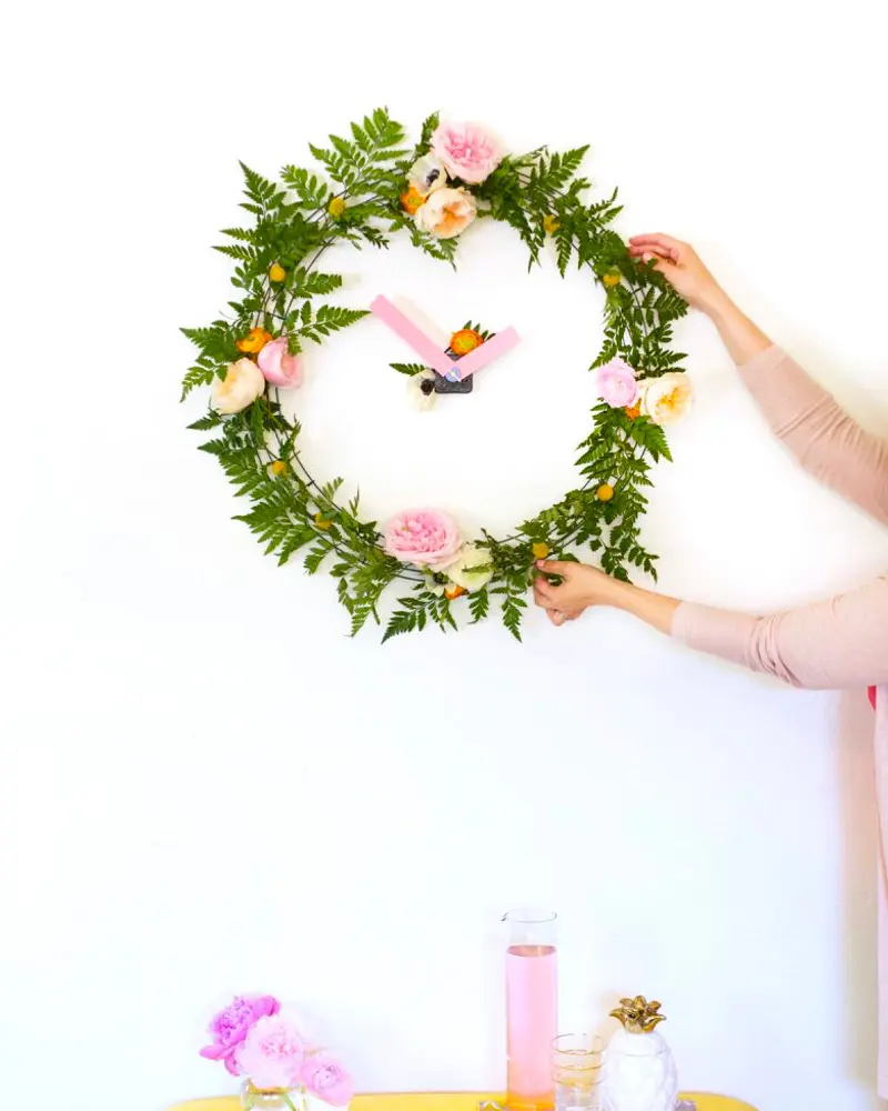 couronne murale végétale diy horloge