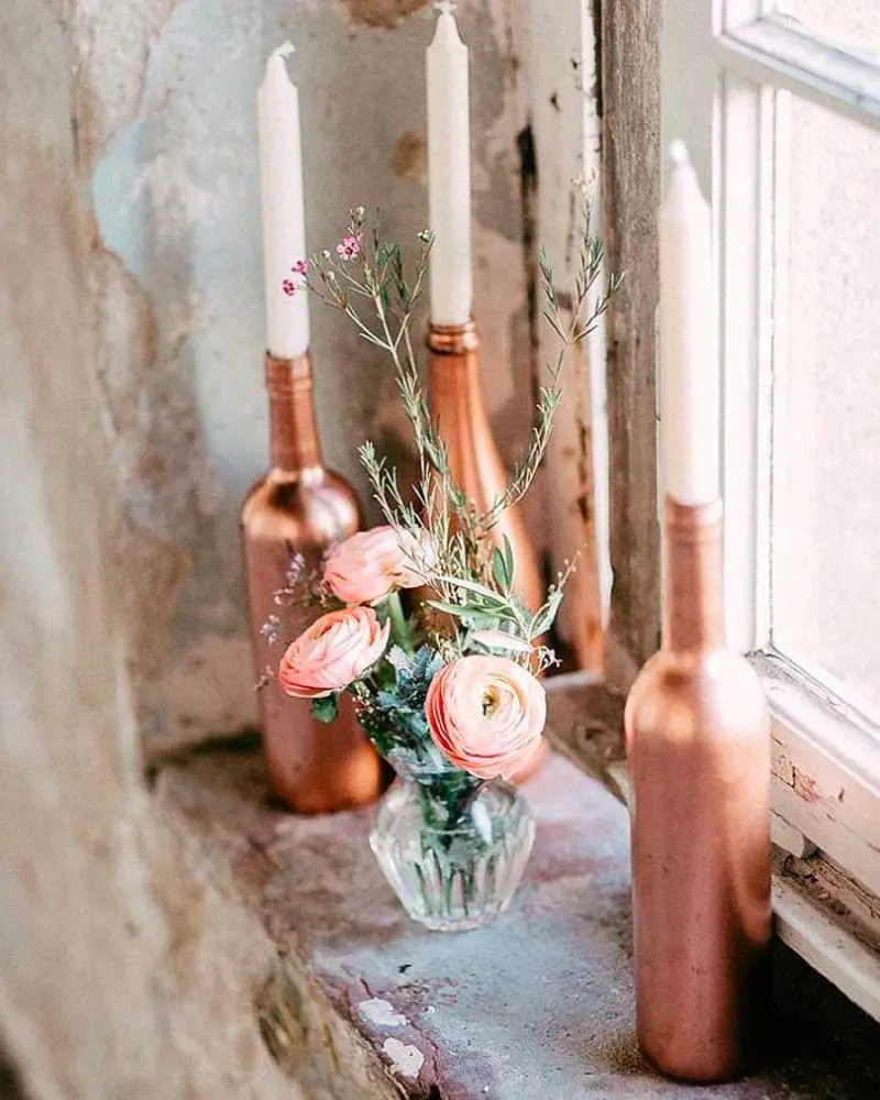 bouteille cuivre bougeoir diy