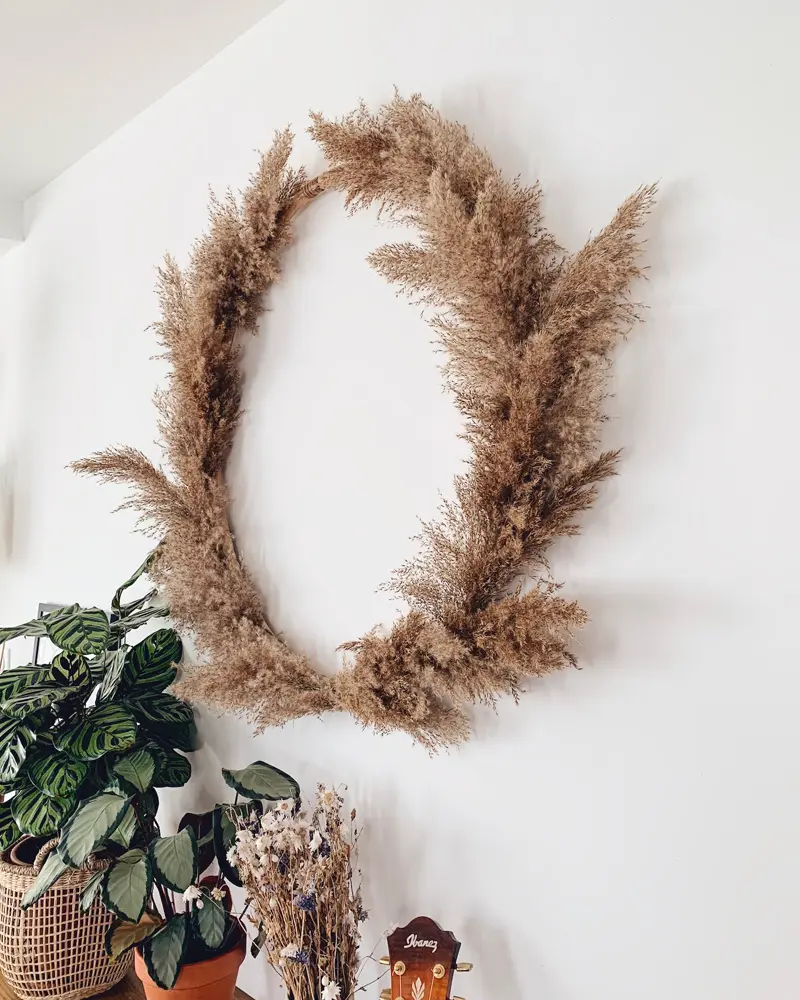 couronne murale diy herbe pampa