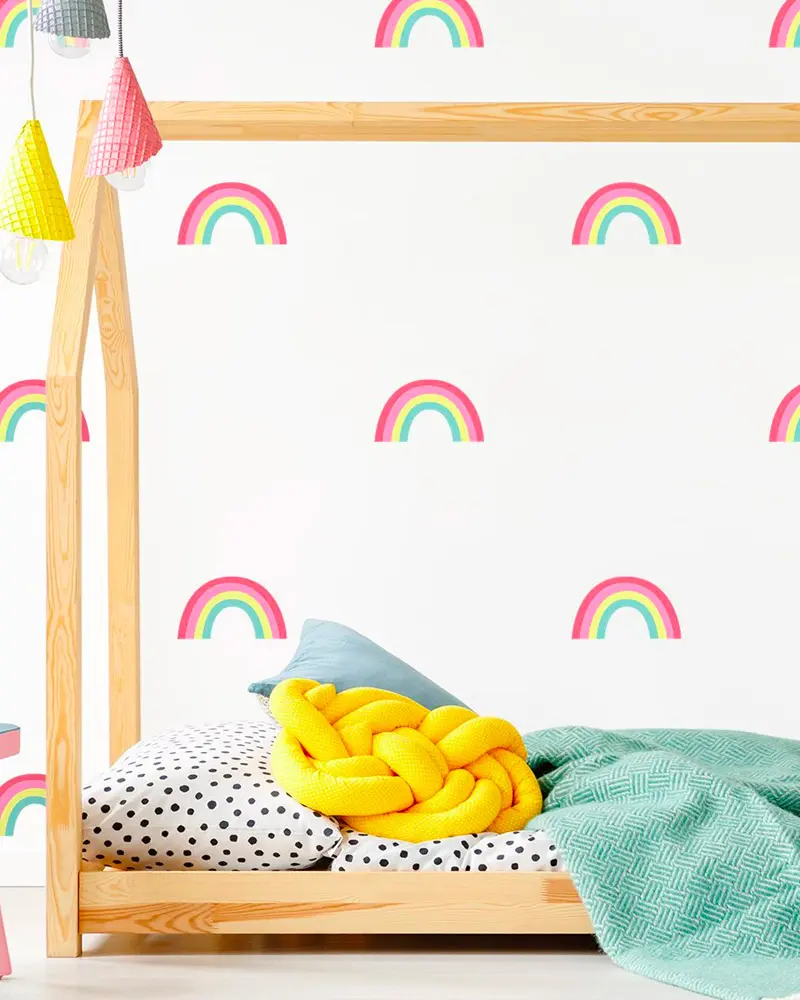 papier peint arc en ciel deco chambre enfant