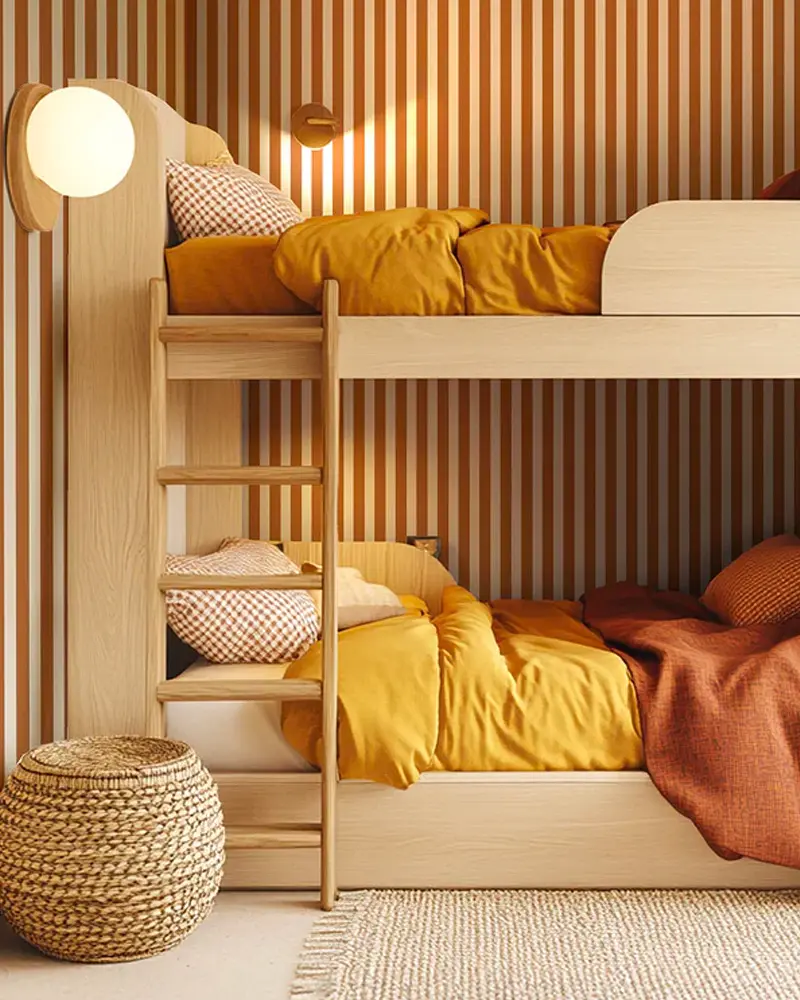 papier peint rayures dorées deco chambre enfant