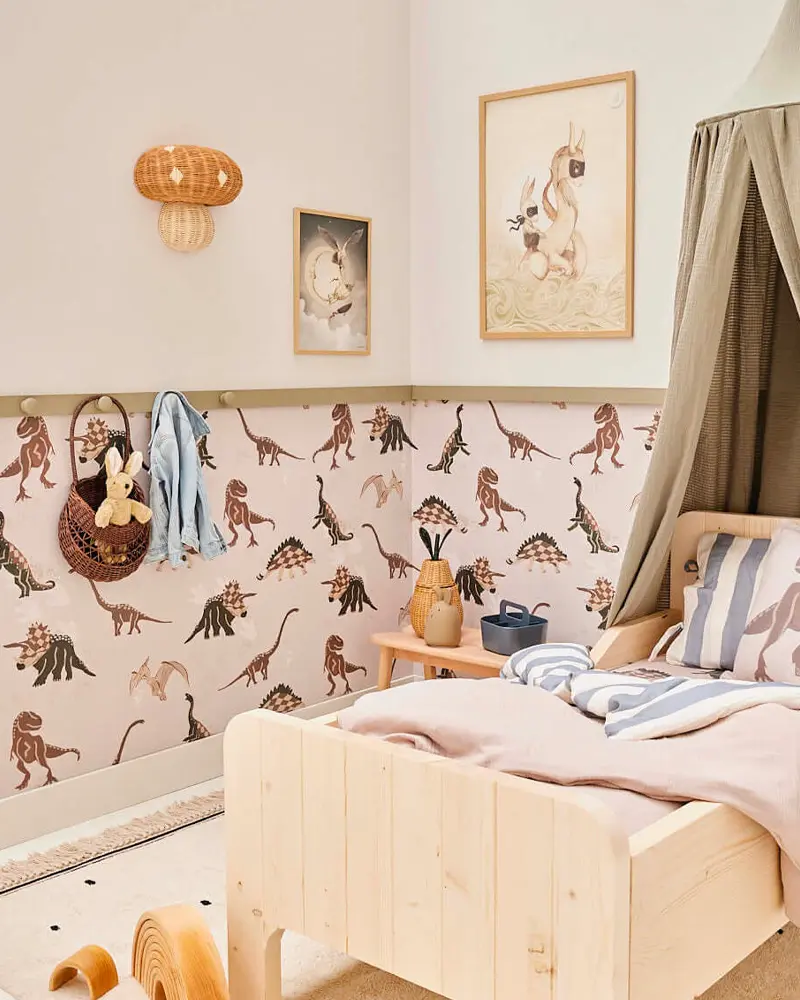 soubassement papier peint dinosaure chambre enfant