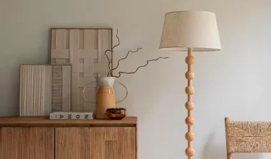 lampadaire bois boules