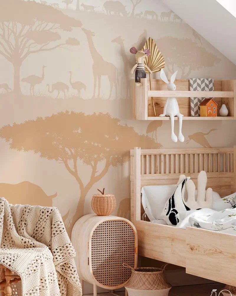 papier peint savane deco chambre enfant nature