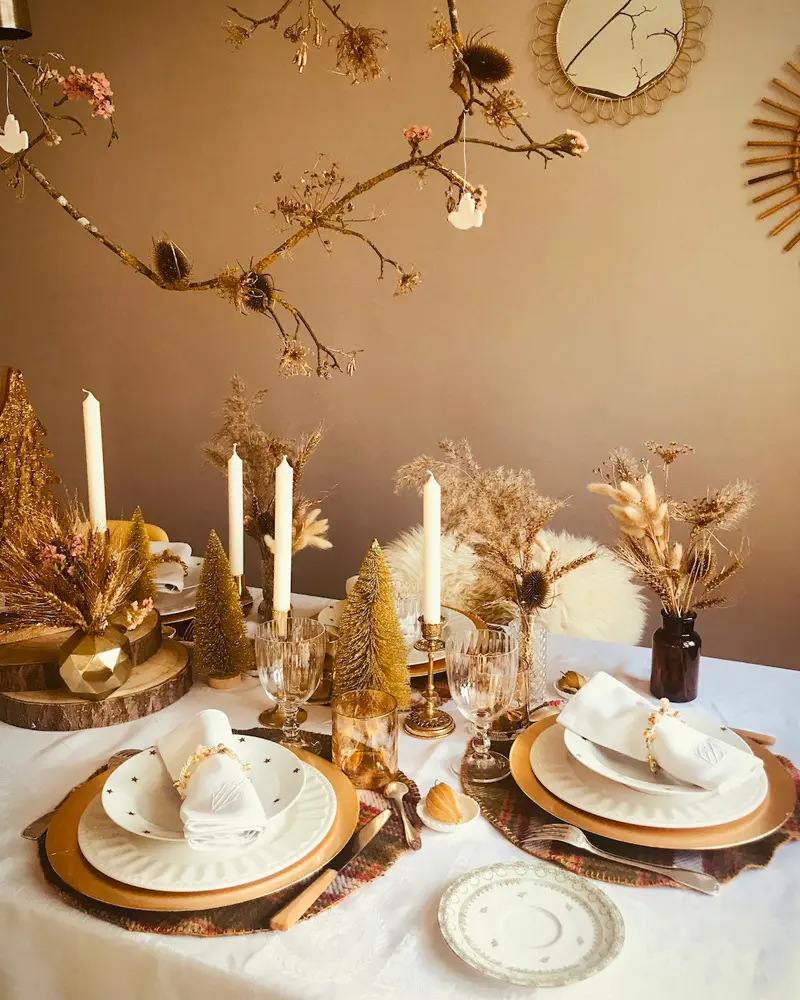 deco table noel dore bois
