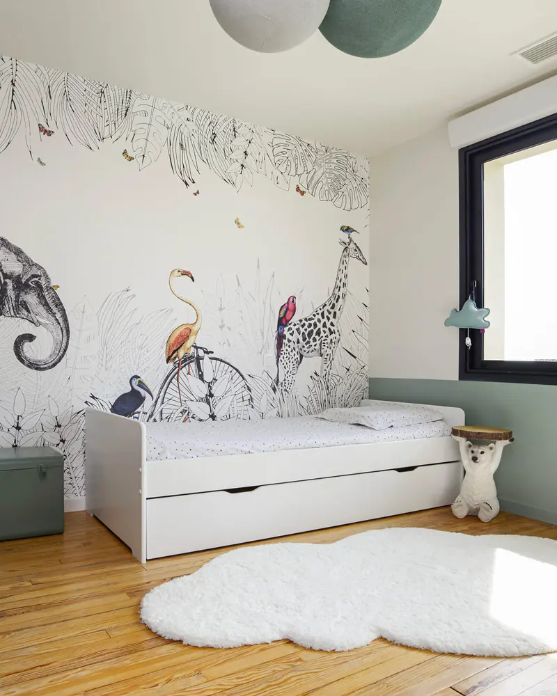 deco chambre enfant moderne vert blanc