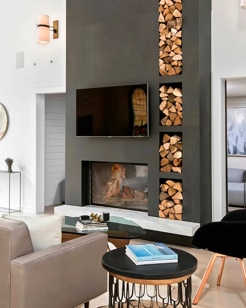 deco mur cheminee peint