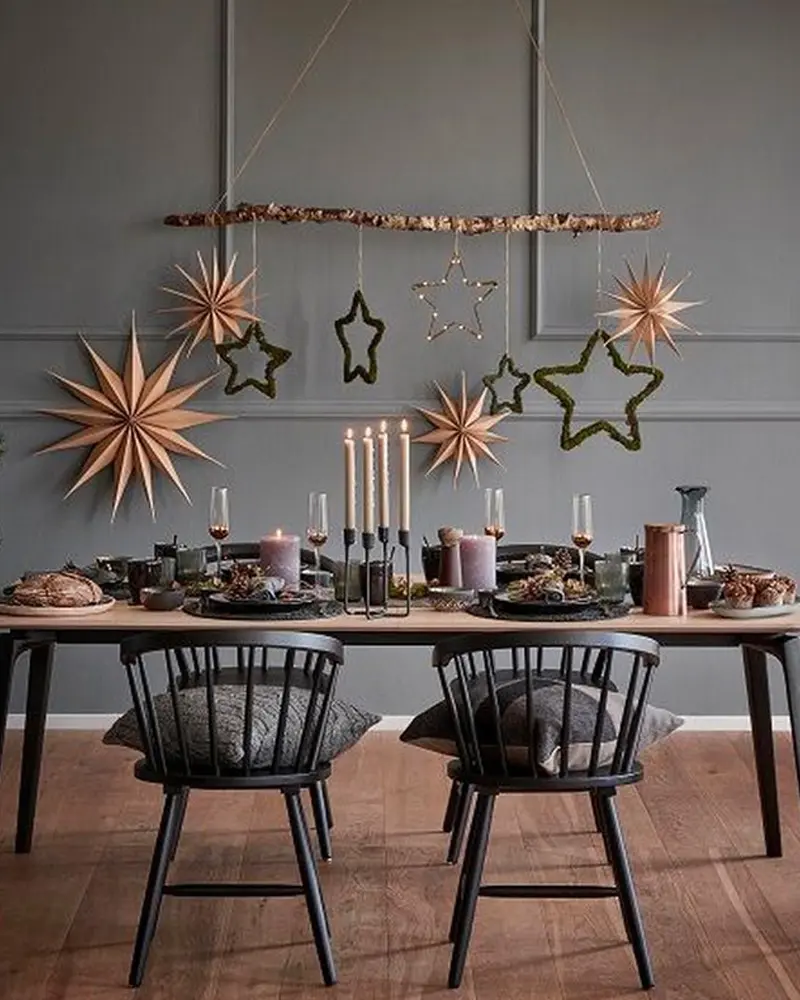 deco table noel moderne noir bois