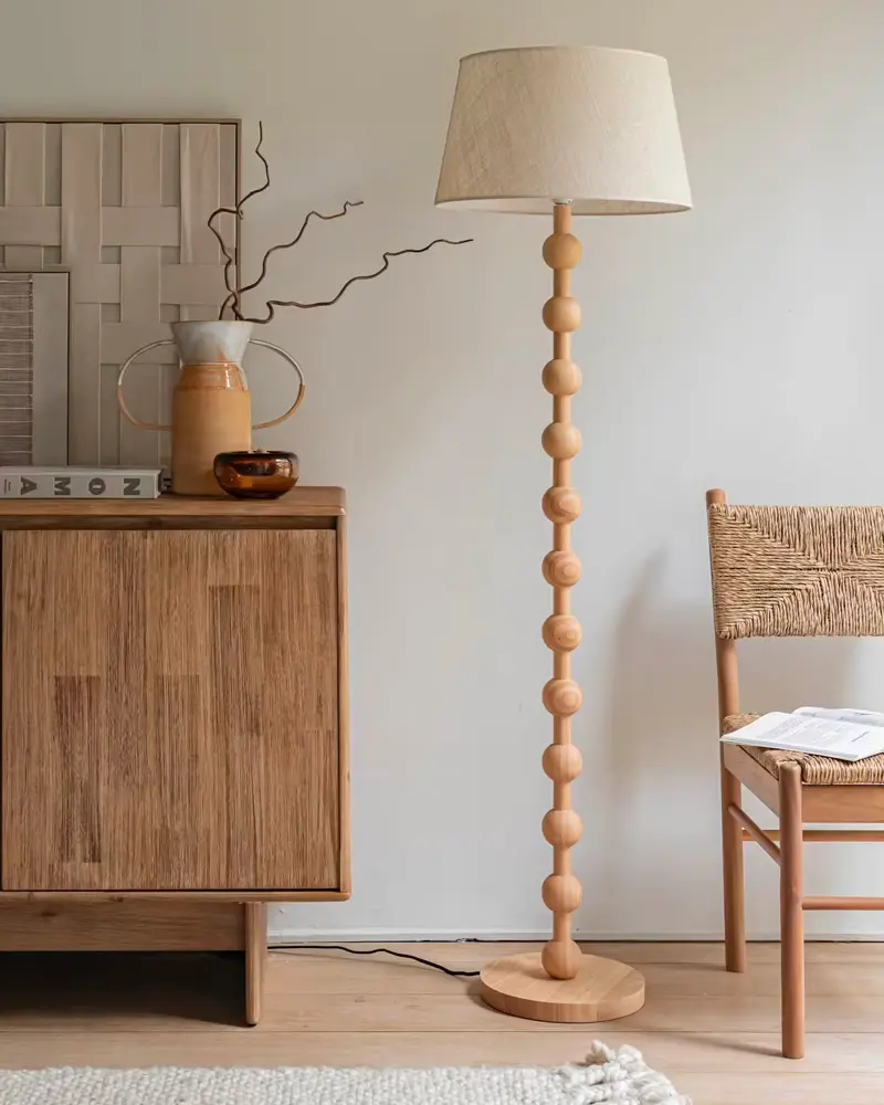 lampadaire bois boules