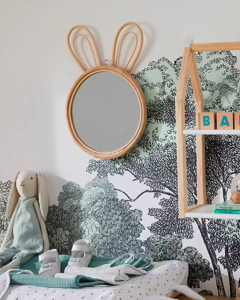 miroir enfant lapin rotin