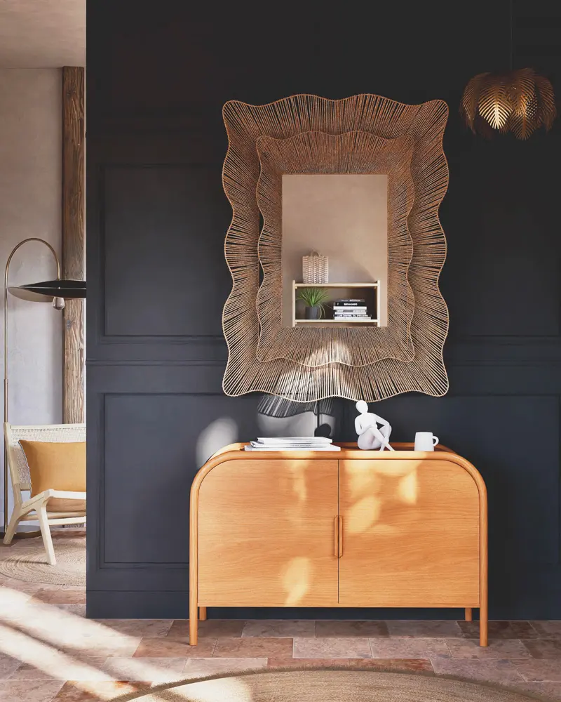 miroir rectangulaire tresse