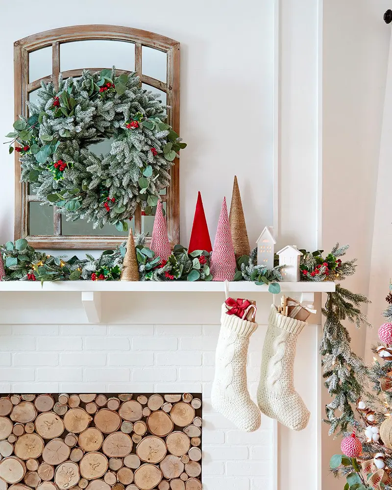 deco cheminee nature noel coloree