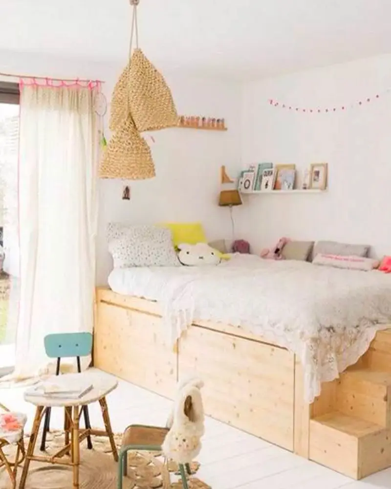 deco chambre enfant lit plateforme bois