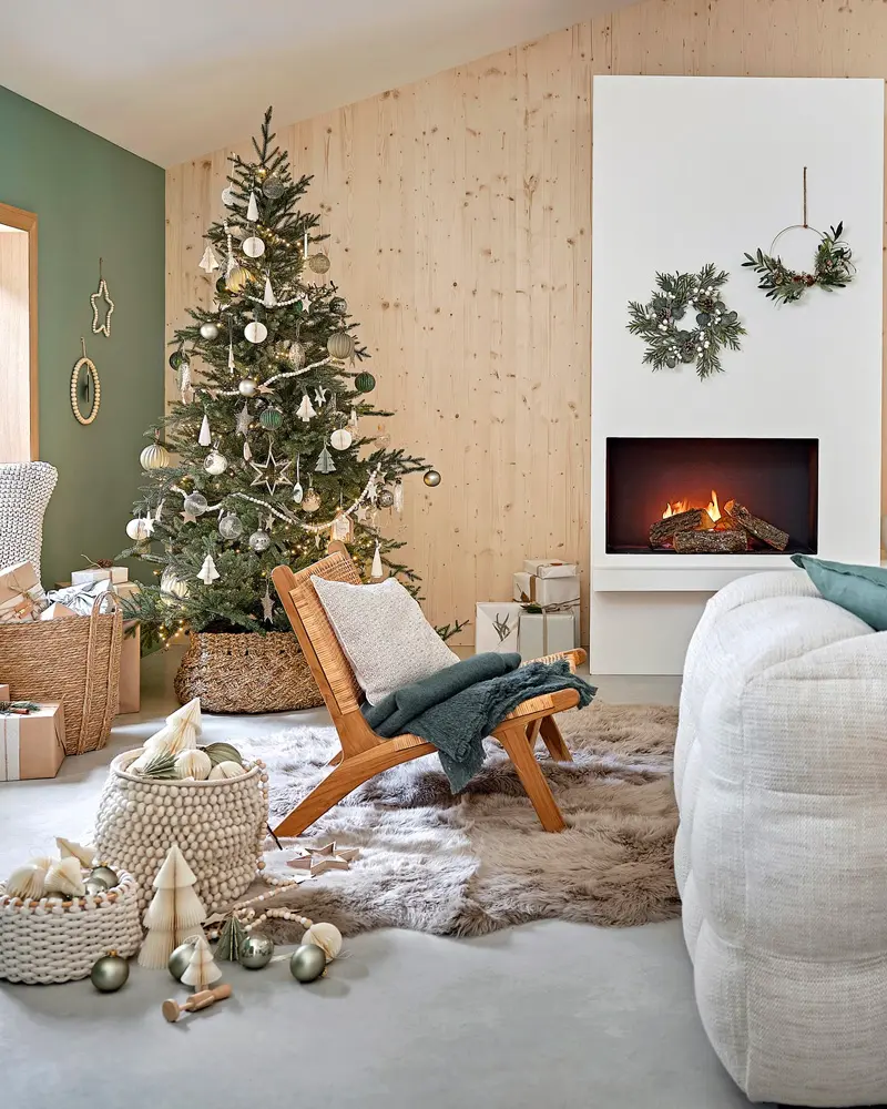 deco noel nature vert bois