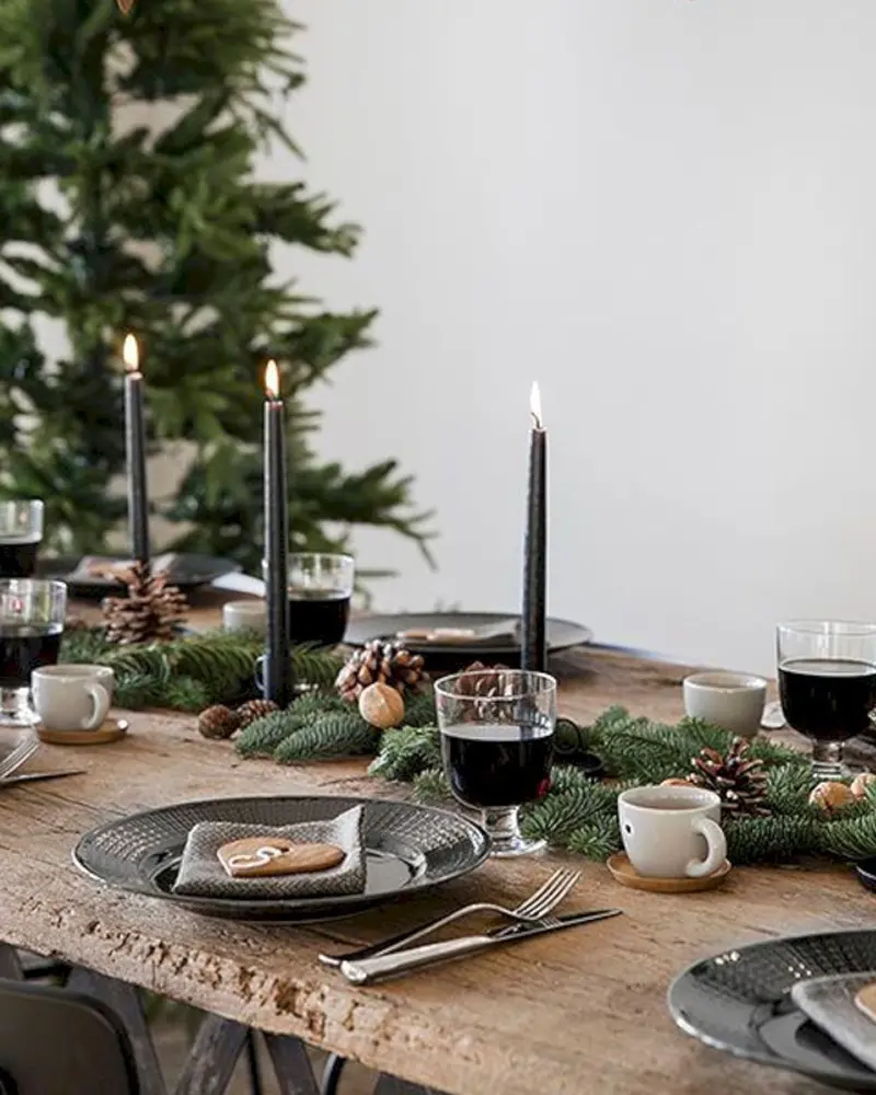 deco table noel sapin bois