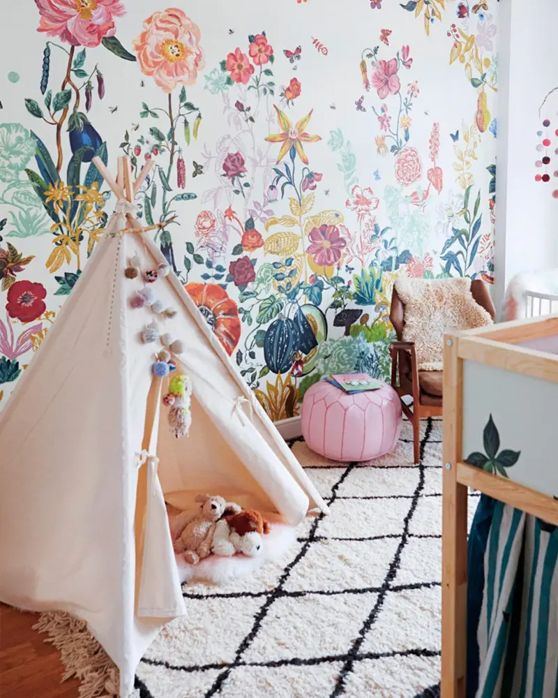 papier peint floral deco chambre enfant