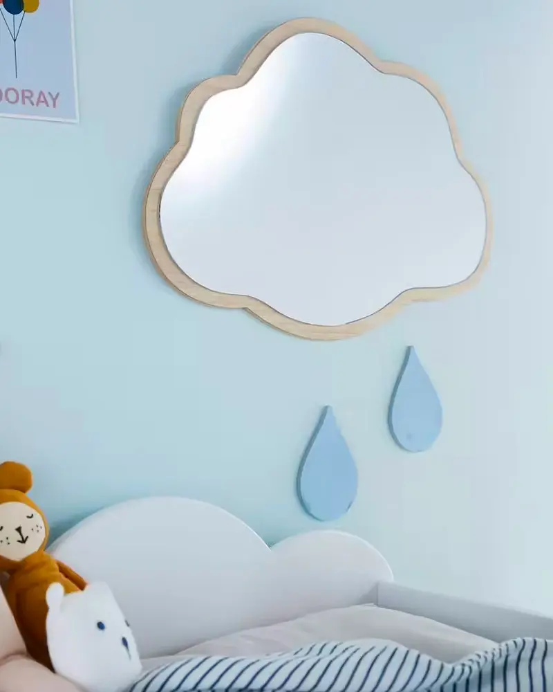 miroir enfant nuage bois