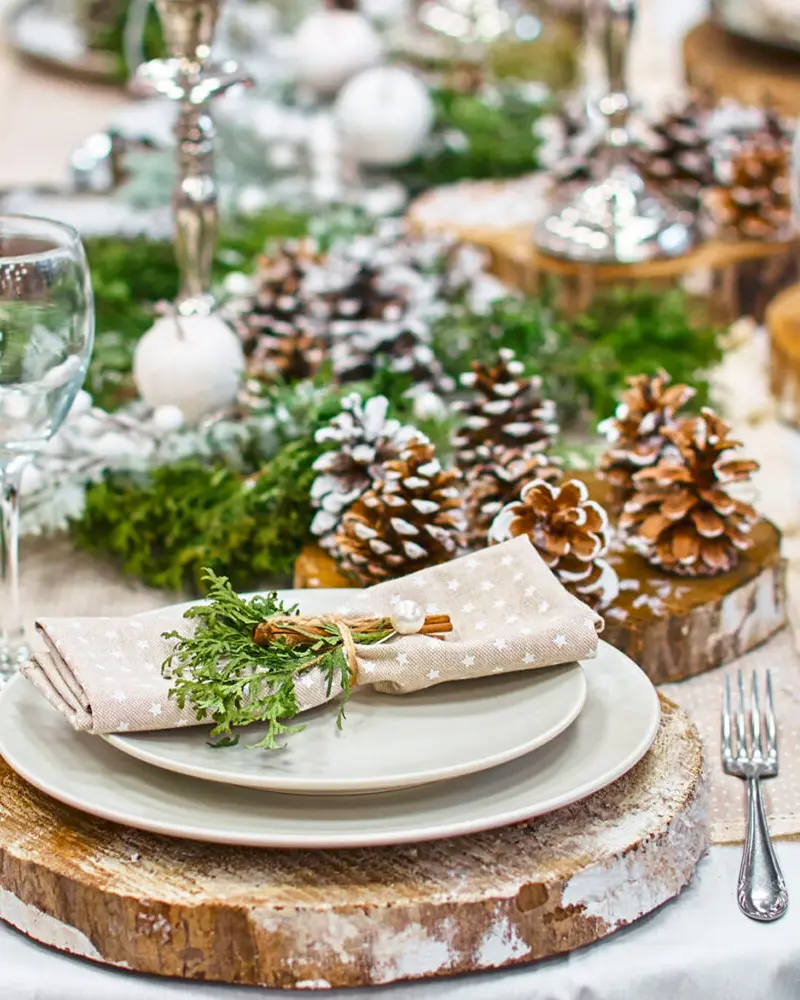 deco table noel rondin bois