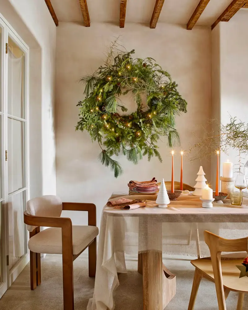 deco table noel moderne beige bois